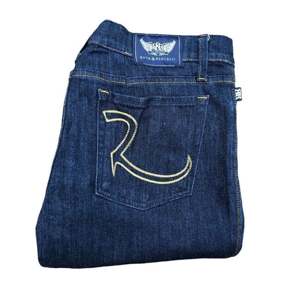Rock & Republic Embroidered Jeans Size 32 STELLA Blue - Picture 8 of 9